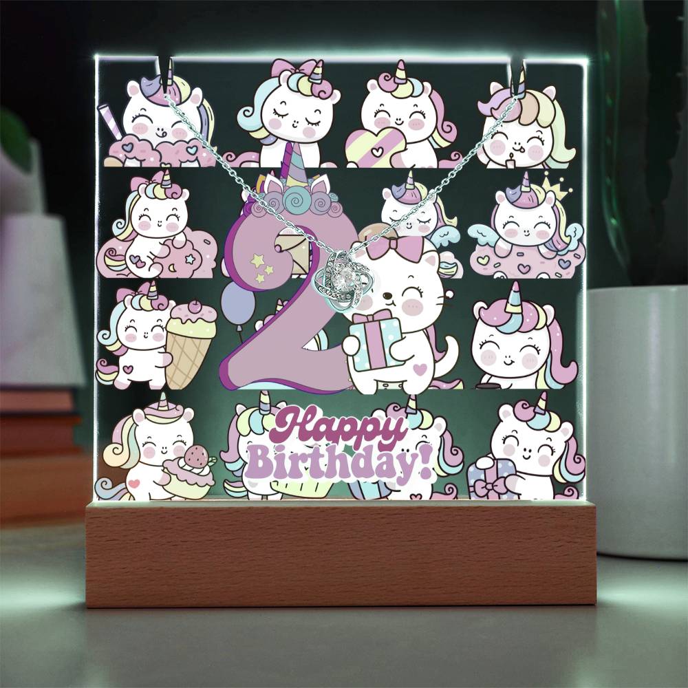 JGF Jewelry Gifts For Family Unicorn Bedroom Decor For Girls 2 Year Old Birthday Gift Ideas Necklace and Plaque for Decorations