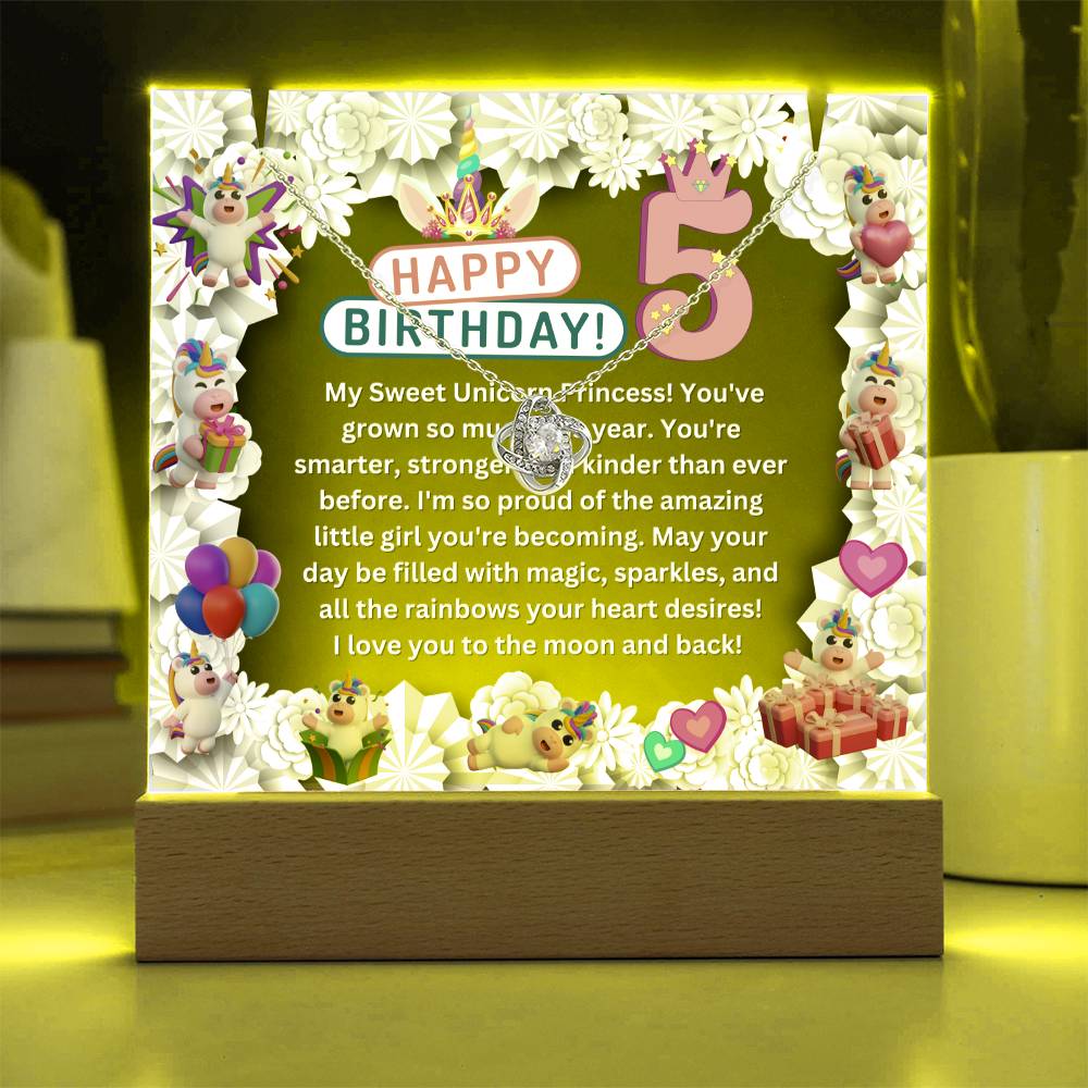 JGF Jewelry Gifts For Family 5 Year Old Necklace Girl For Happy 5th Birthday Unicorn Toddler Daughter