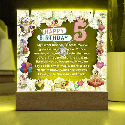JGF Jewelry Gifts For Family 5 Year Old Necklace Girl For Happy 5th Birthday Unicorn Toddler Daughter