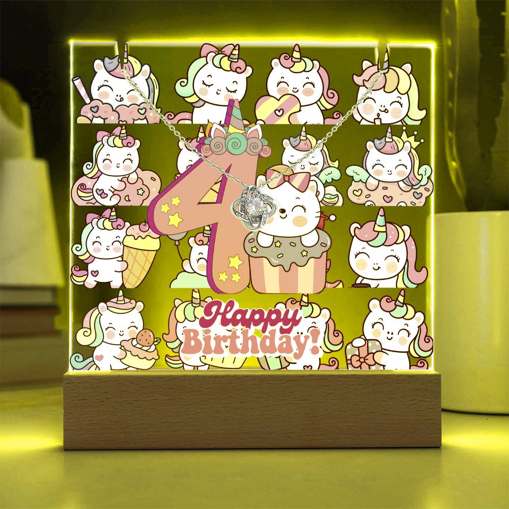 JGF Jewelry Gifts For Family Unicorn Bedroom Decor For Girls 4 Year Old Birthday Gift Ideas Necklace and Plaque for Decorations