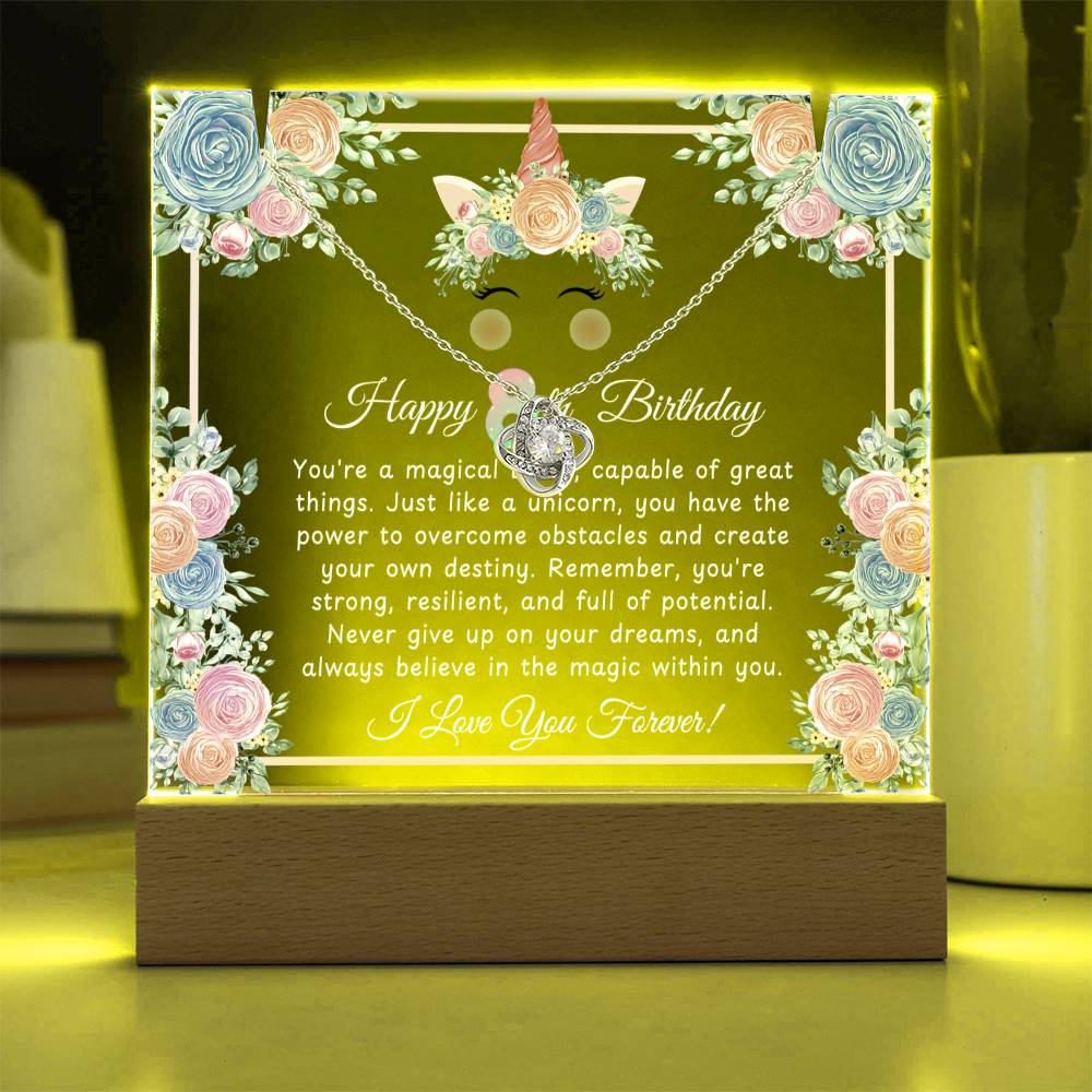 JGF 8-9 8-12 Unicorn Necklace For Girls 8 Year Old Happy 8th Birthday Plaque Decorations