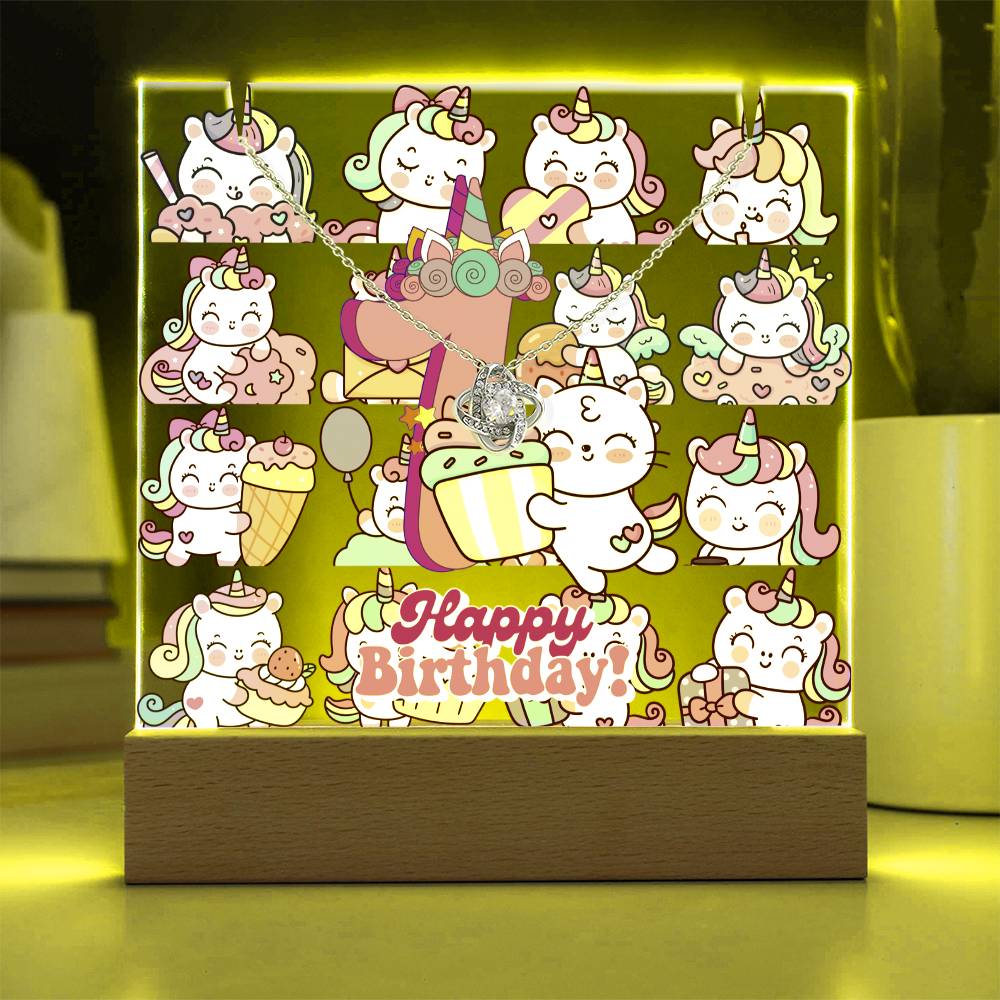 JGF Jewelry Gifts For Family Unicorn Bedroom Decor For Girls 1 Year Old Birthday Gift Ideas Necklace and Plaque for Decorations