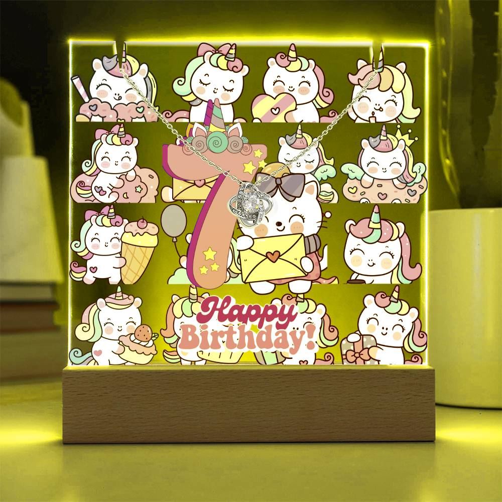 JGF Jewelry Gifts For Family Unicorn Bedroom Decor For Girls 7 Year Old Birthday Gift Ideas Necklace and Plaque for Decorations