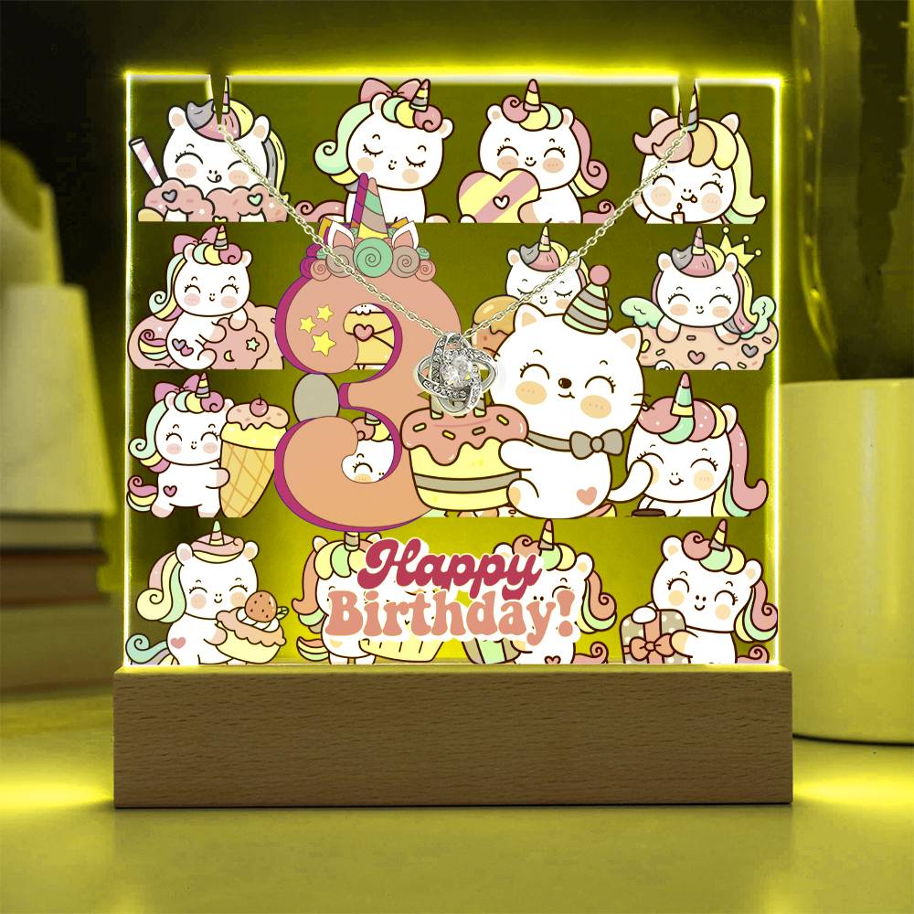 JGF Jewelry Gifts For Family Unicorn Bedroom Decor For Girls 3 Year Old Birthday Gift Ideas Necklace and Plaque for Decorations