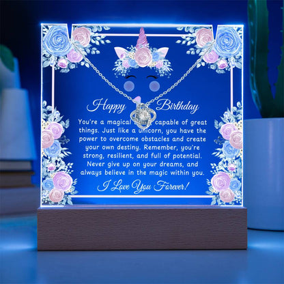 JGF Unicorn Necklace For Baby Girls 1 Year Old Happy 1st Birthday Plaque Decorations