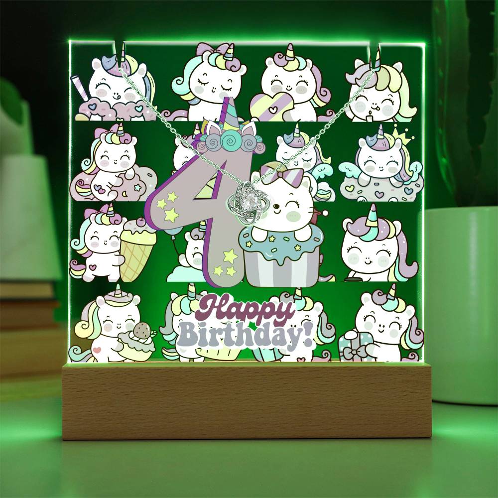 JGF Jewelry Gifts For Family Unicorn Bedroom Decor For Girls 4 Year Old Birthday Gift Ideas Necklace and Plaque for Decorations