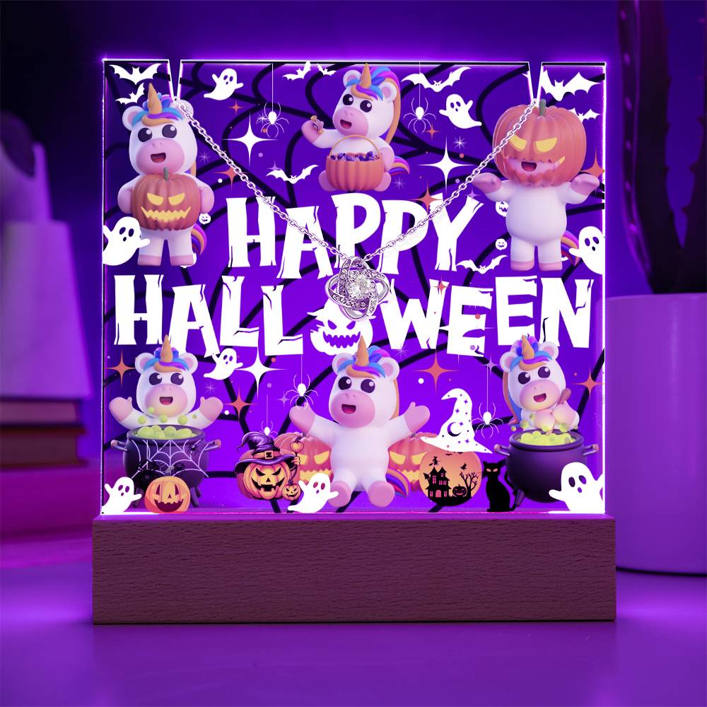 JGF Jewelry Gifts For Family Halloween Kids For Bedroom Necklace on Multicolor Display Acrylic Plaque LED