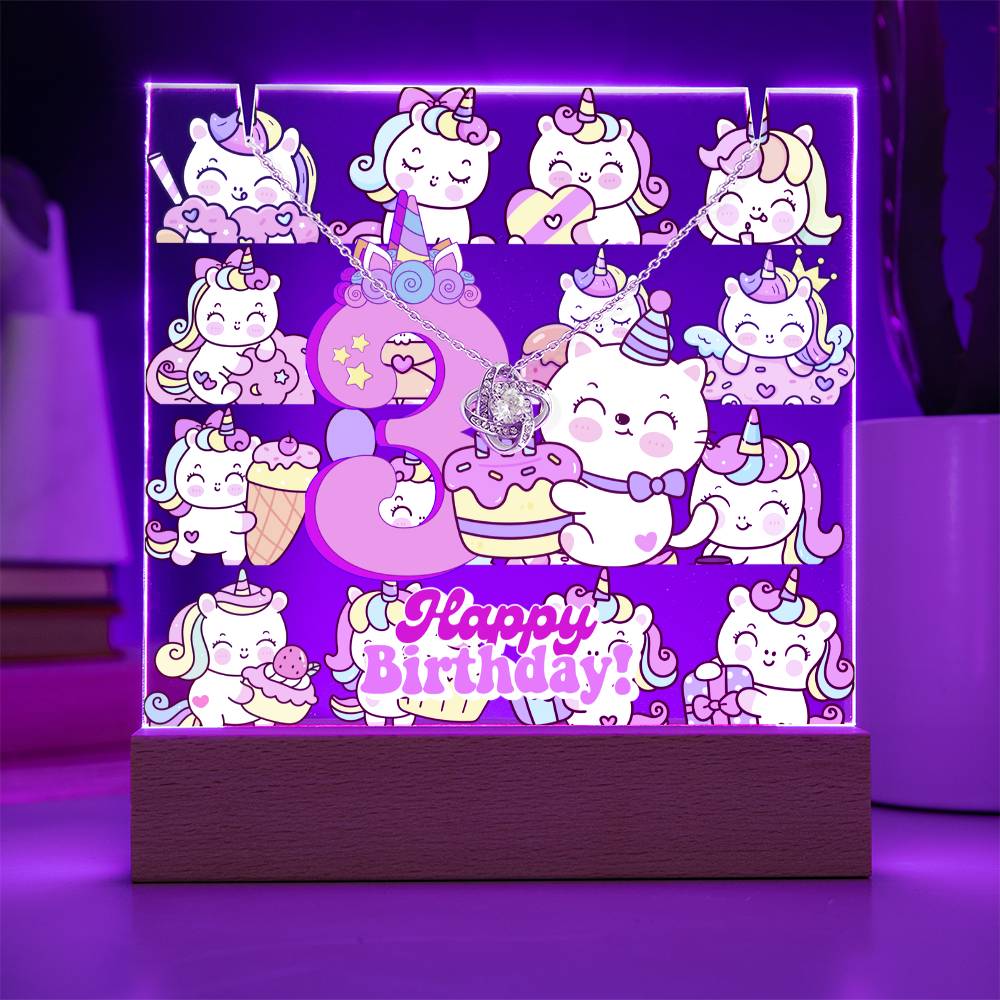 JGF Jewelry Gifts For Family Unicorn Bedroom Decor For Girls 3 Year Old Birthday Gift Ideas Necklace and Plaque for Decorations