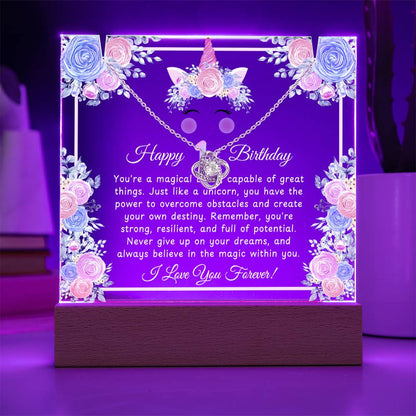 JGF Unicorn Necklace For Baby Girls 1 Year Old Happy 1st Birthday Plaque Decorations