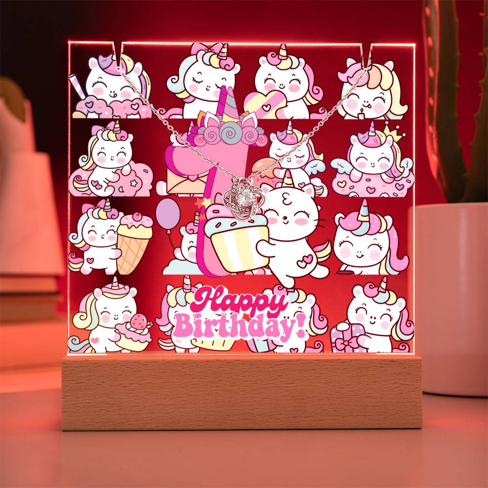 JGF Jewelry Gifts For Family Unicorn Bedroom Decor For Girls 1 Year Old Birthday Gift Ideas Necklace and Plaque for Decorations