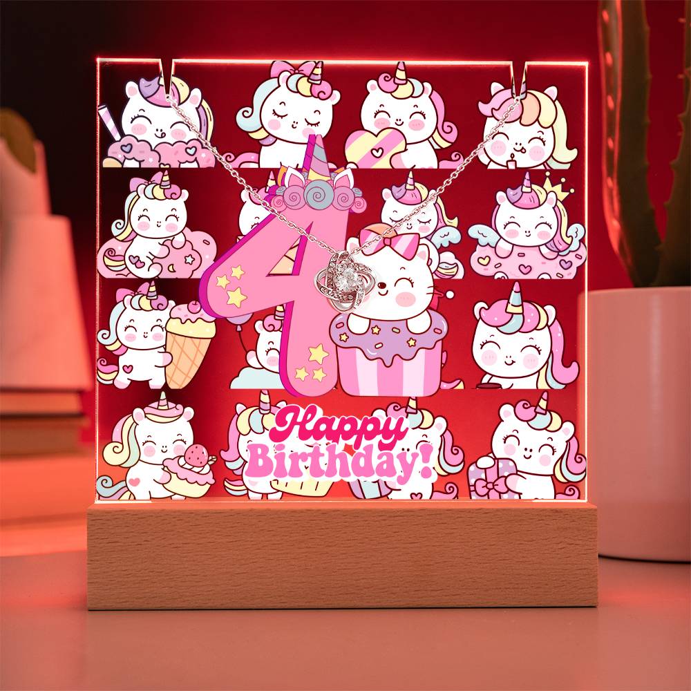 JGF Jewelry Gifts For Family Unicorn Bedroom Decor For Girls 4 Year Old Birthday Gift Ideas Necklace and Plaque for Decorations