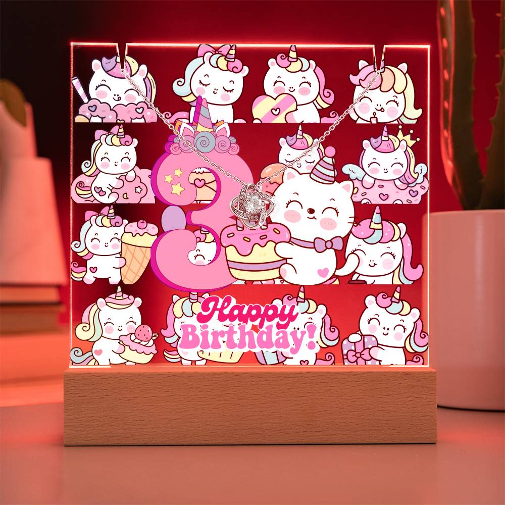 JGF Jewelry Gifts For Family Unicorn Bedroom Decor For Girls 3 Year Old Birthday Gift Ideas Necklace and Plaque for Decorations