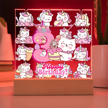 JGF Jewelry Gifts For Family Unicorn Bedroom Decor For Girls 3 Year Old Birthday Gift Ideas Necklace and Plaque for Decorations