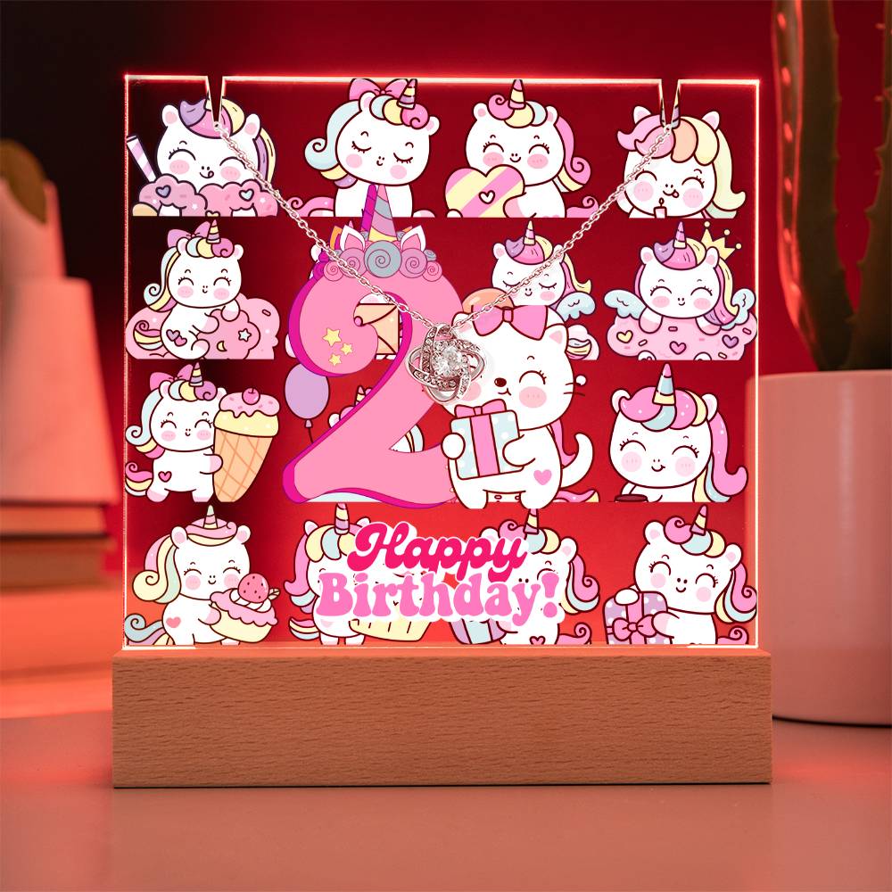JGF Jewelry Gifts For Family Unicorn Bedroom Decor For Girls 2 Year Old Birthday Gift Ideas Necklace and Plaque for Decorations