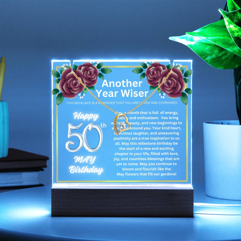JGF Jewelry Gifts For Family May Happy 50th Birthday Jewelry Card Gifts For Her Necklace Women Party
