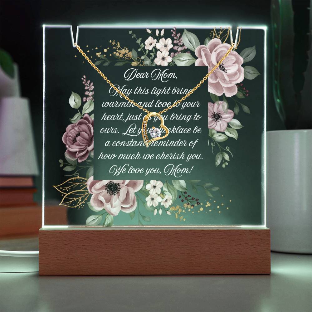 JGF Jewelry Gifts For Family Necklace and Acrylic To My Mom Plaque From Kids