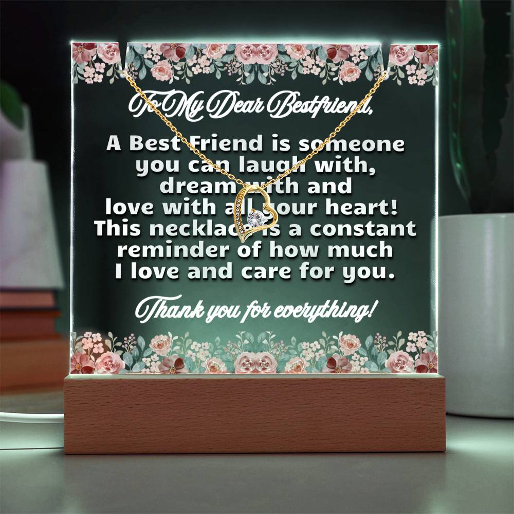 JGF Jewelry Gifts For Family Necklace and Acrylic To My Friend Forever Plaque BFF Bestie Friendship