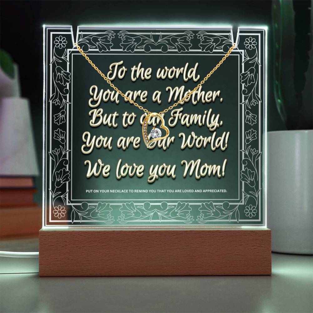 JGF Jewelry Gifts For Family Mom Plaque From Daughter Necklace and Acrylic Multicolor Display LED
