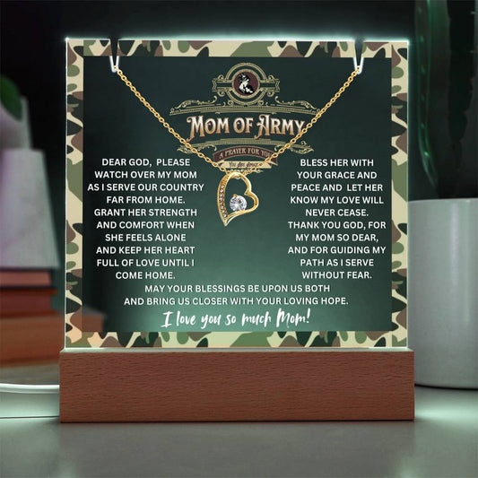 JGF Jewelry Gifts For Family Prayer For My Mom of Army Heart Necklace