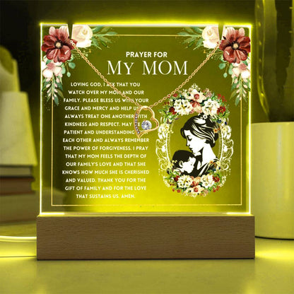 JGF Jewelry Gifts For Family I Love My Mommy A Prayer For My Mom Plaque From Daughter and Son with Heart Link Chain Pendant Charm Necklace