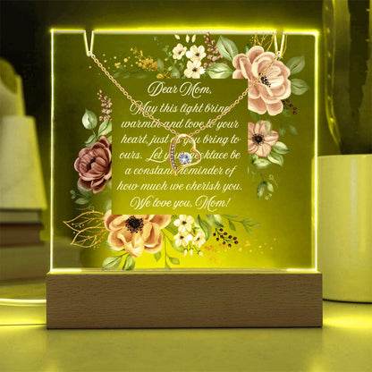 JGF Jewelry Gifts For Family Necklace and Acrylic To My Mom Plaque From Kids