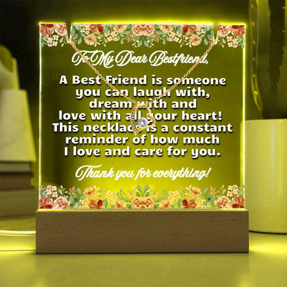 JGF Jewelry Gifts For Family Necklace and Acrylic To My Friend Forever Plaque BFF Bestie Friendship