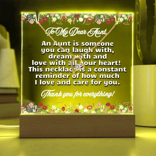 JGF Jewelry Gifts For Family Necklace and Acrylic To My Aunt Plaque