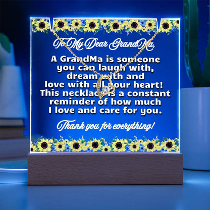 JGF Jewelry Gifts For Family Necklace and Acrylic To Great Grandma Plaque