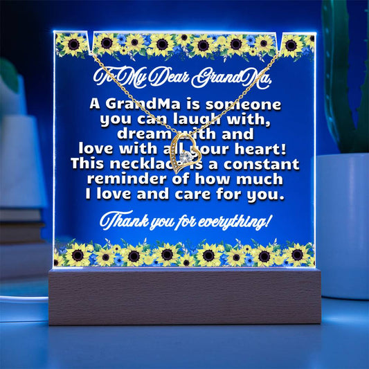 JGF Jewelry Gifts For Family Necklace and Acrylic To Great Grandma Plaque