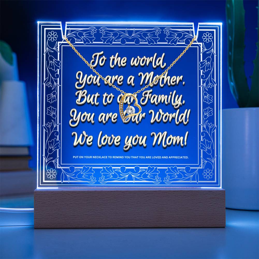 JGF Jewelry Gifts For Family Mom Plaque From Daughter Necklace and Acrylic Multicolor Display LED