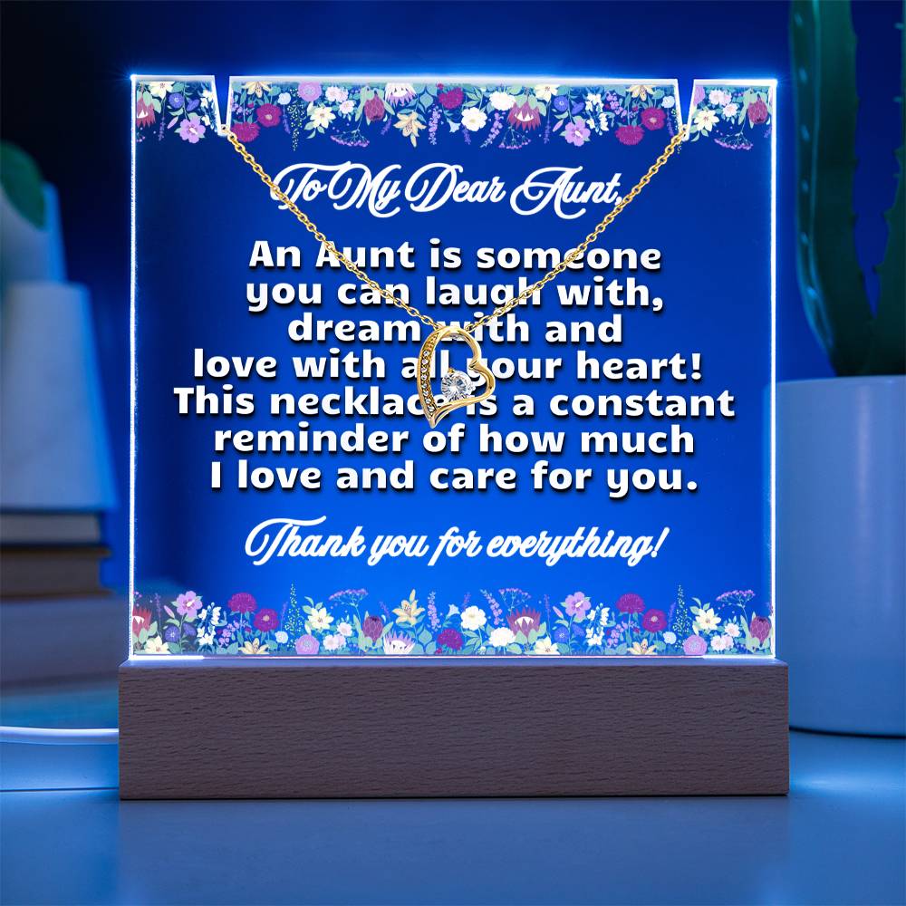 JGF Jewelry Gifts For Family Necklace and Acrylic To My Aunt Plaque
