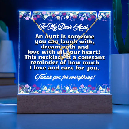 JGF Jewelry Gifts For Family Necklace and Acrylic To My Aunt Plaque