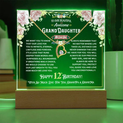 JGF Jewelry Gifts For Family Granddaughter Turning 12 Year Old Happy 12th Birthday Heart Necklace For Her Gift Ideas From Grandpa and Grandma