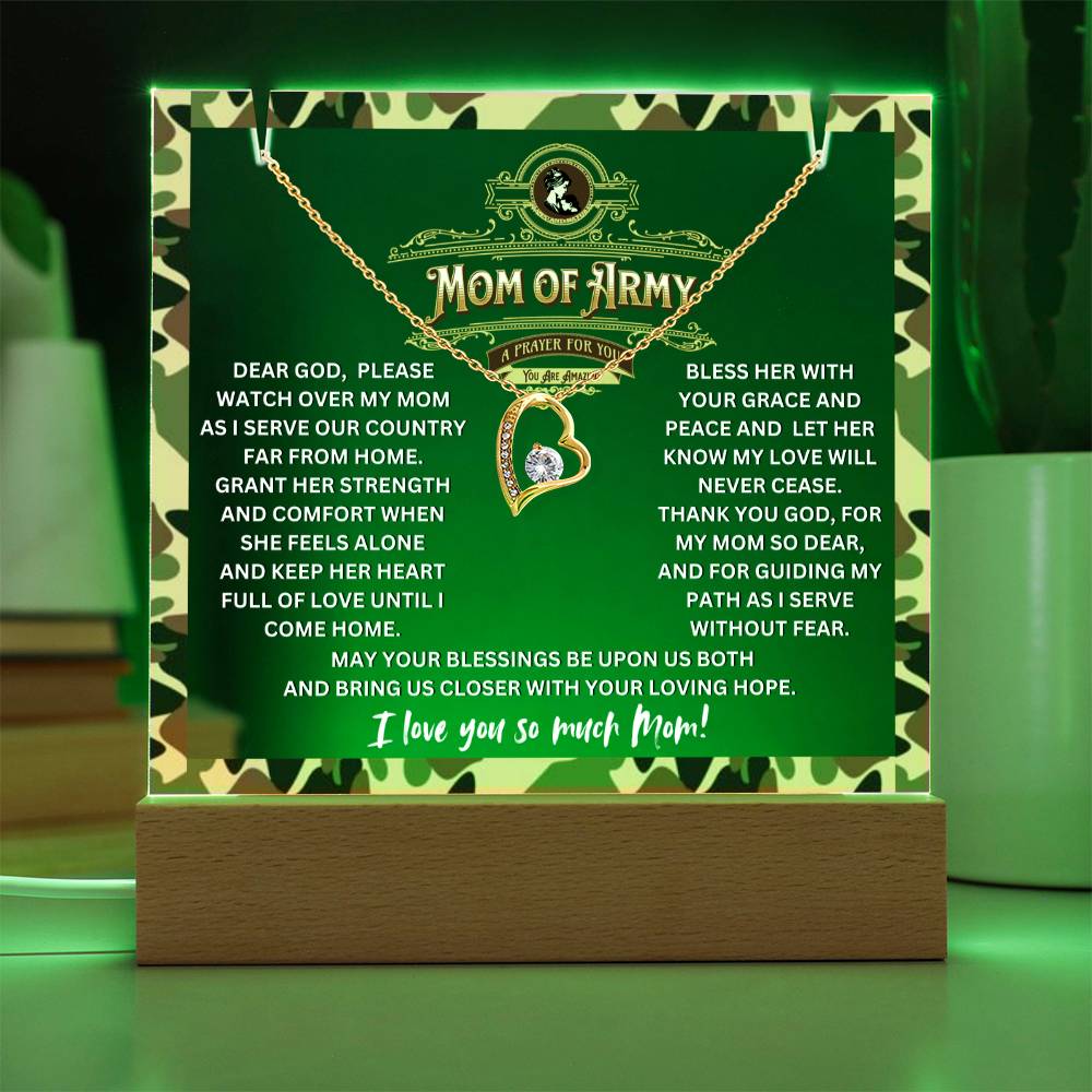 JGF Jewelry Gifts For Family Prayer For My Mom of Army Heart Necklace