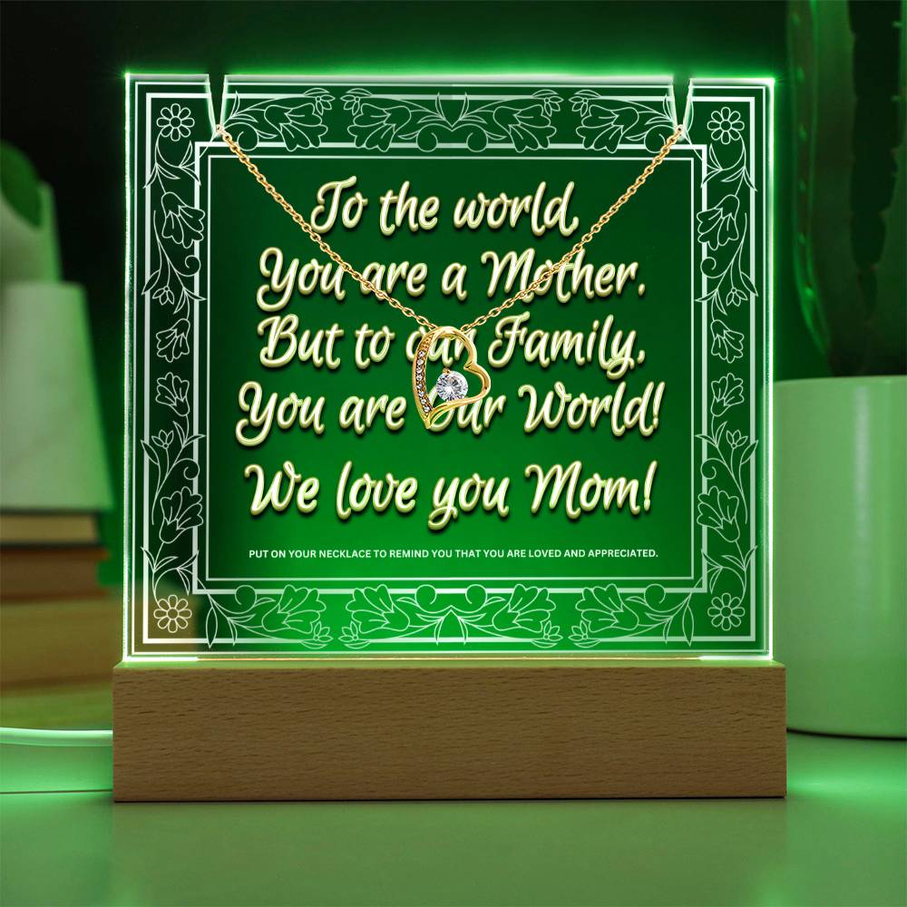 JGF Jewelry Gifts For Family Mom Plaque From Daughter Necklace and Acrylic Multicolor Display LED