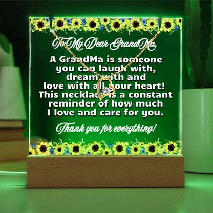 JGF Jewelry Gifts For Family Necklace and Acrylic To Great Grandma Plaque