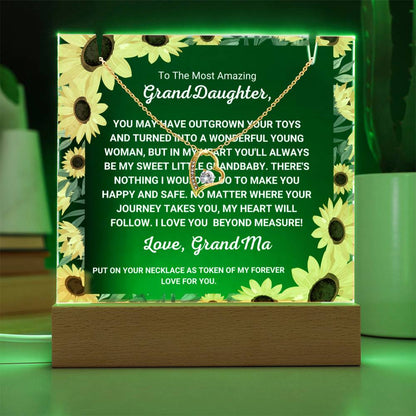 JGF Jewelry Gifts For Family To My Granddaughter Birthday Plaque and Necklace From Grandma