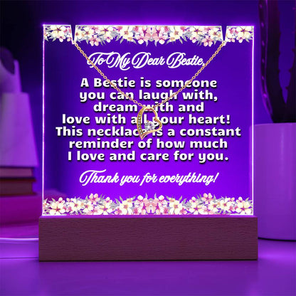 JGF Jewelry Gifts For Family Necklace and Acrylic Friend Friendship Gifts For Women Bestie Plaque