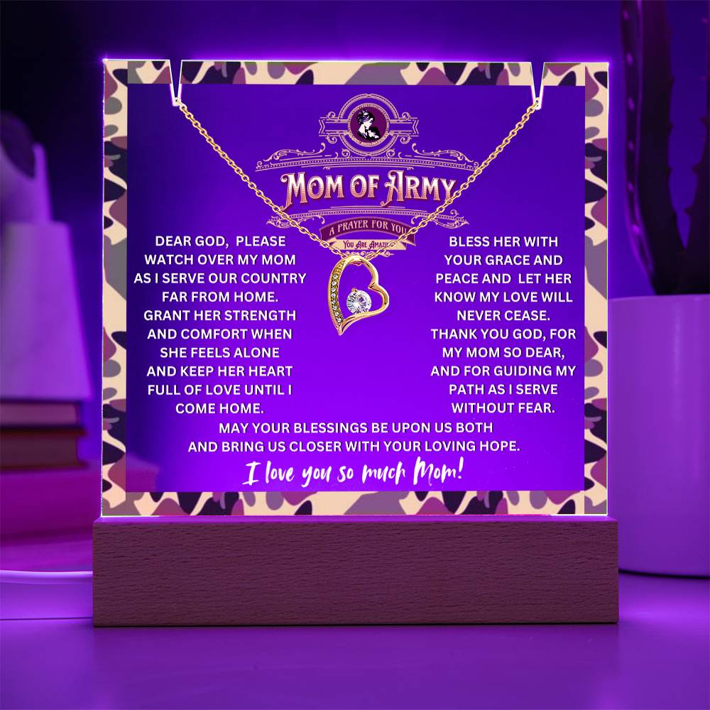 JGF Jewelry Gifts For Family Prayer For My Mom of Army Heart Necklace