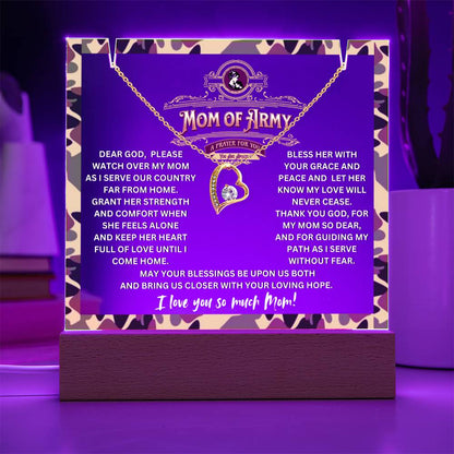 JGF Jewelry Gifts For Family Prayer For My Mom of Army Heart Necklace