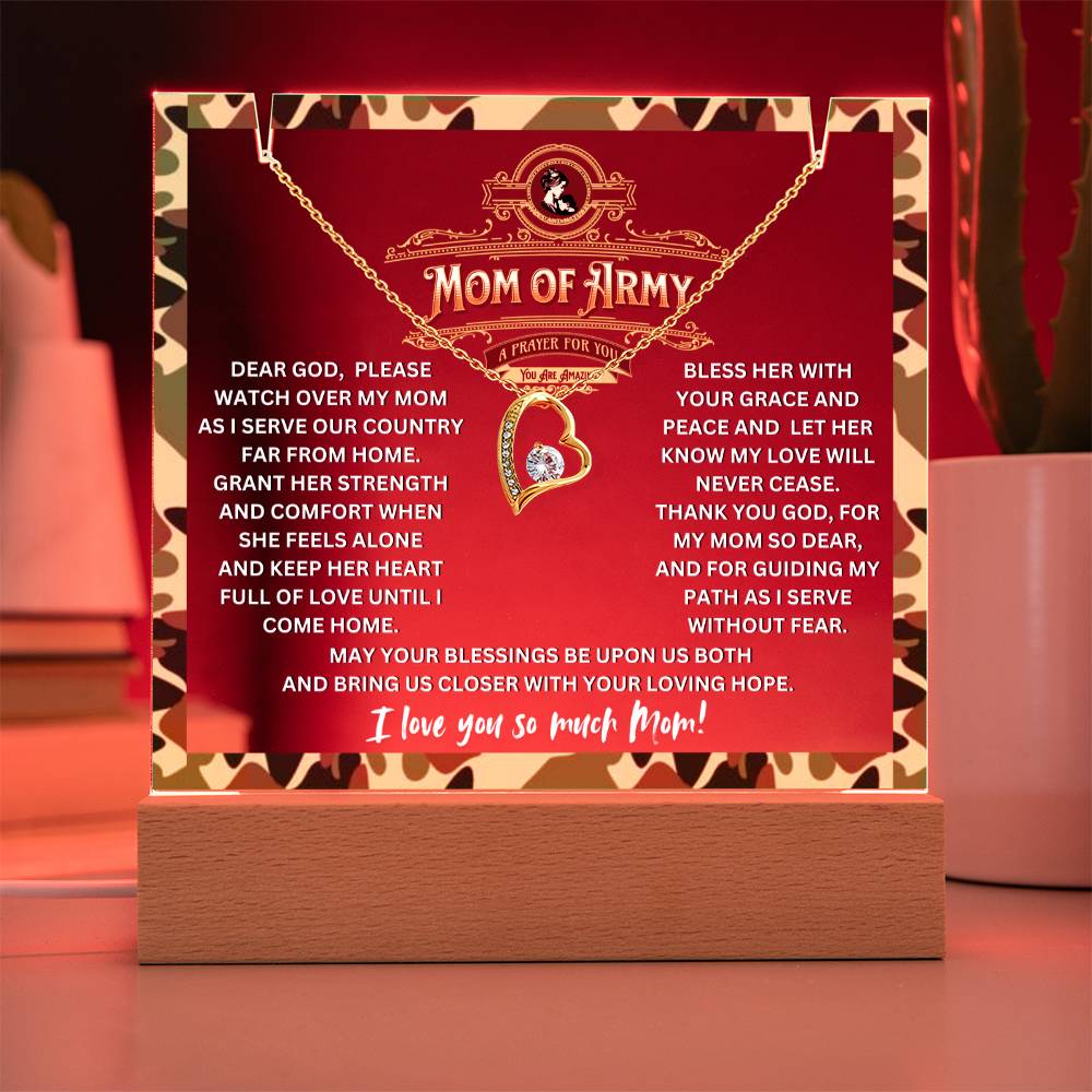JGF Jewelry Gifts For Family Prayer For My Mom of Army Heart Necklace