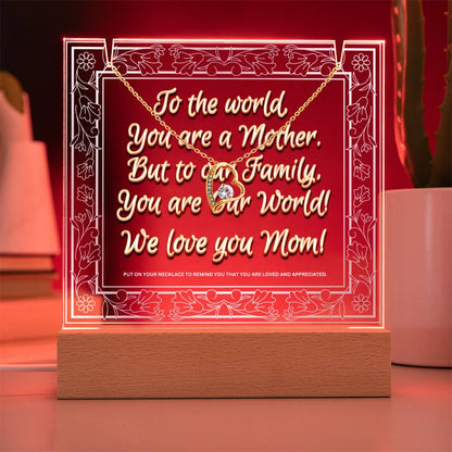 JGF Jewelry Gifts For Family Mom Plaque From Daughter Necklace and Acrylic Multicolor Display LED