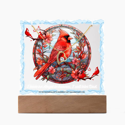 JGF Jewelry Gifts For Family Cardinal Red Birds Sympathy Acrylic Sign I Call Him Dad Heart Necklace
