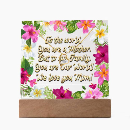 JGF Jewelry Gifts for Family Acrylic Plaque and Heart Necklace for My Mom Unique Gift Ideas