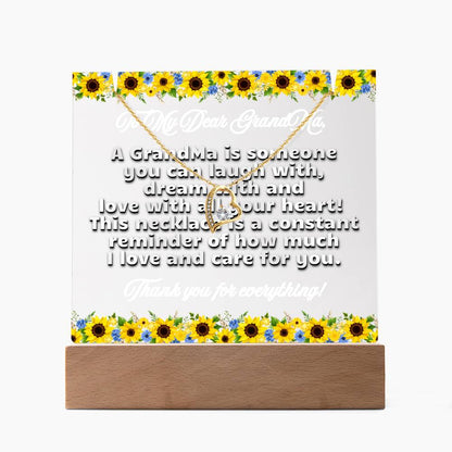 JGF Jewelry Gifts For Family Necklace and Acrylic To Great Grandma Plaque