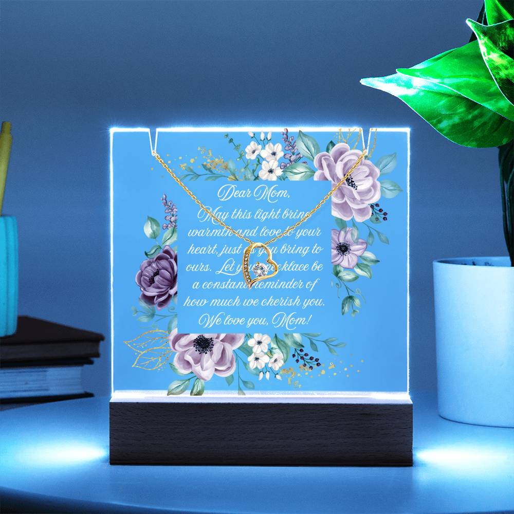 JGF Jewelry Gifts For Family Necklace and Acrylic To My Mom Plaque From Kids