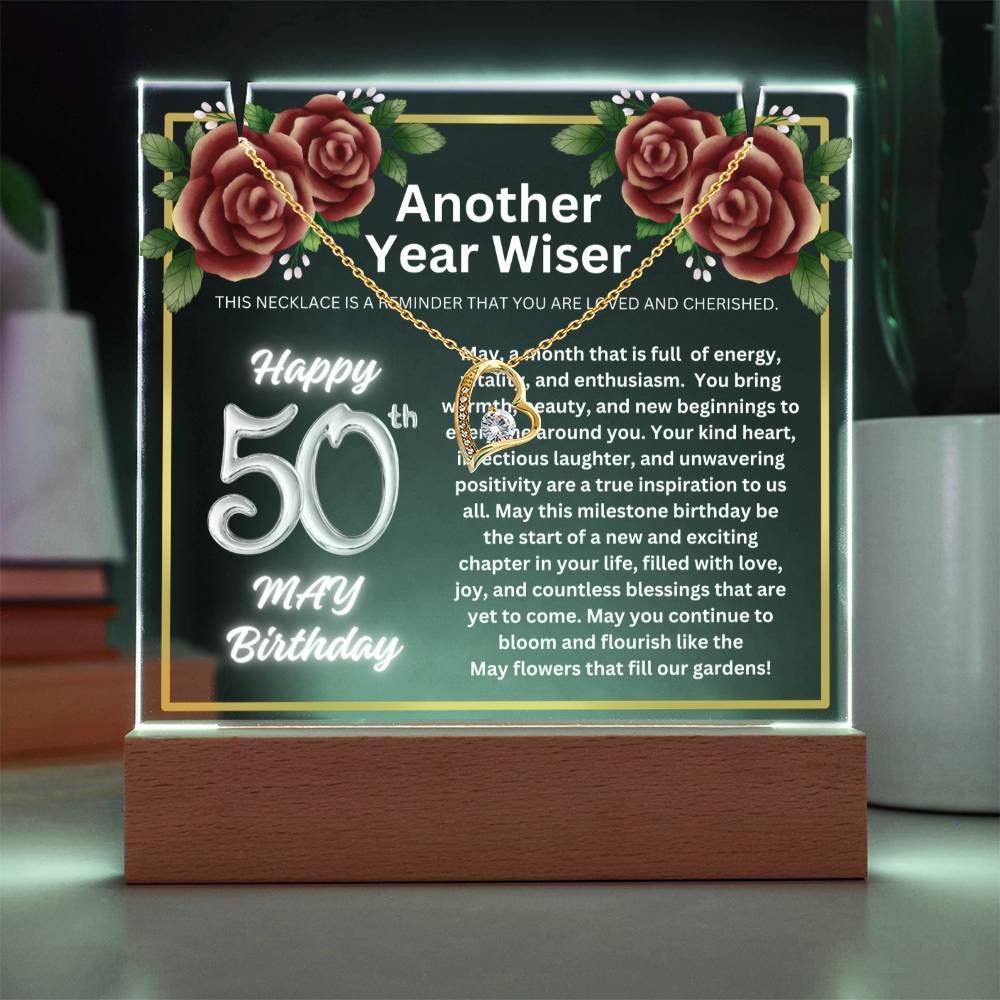 JGF Jewelry Gifts For Family May Happy 50th Birthday Jewelry Card Gifts For Her Necklace Women Party