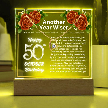 JGF Jewelry Gifts For Family October Necklace 50th Birthday Jewelry For Women Her Gift Ideas