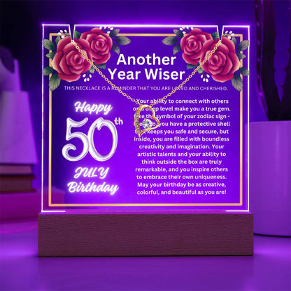 JGF Jewelry Gifts For Family July Happy 50th Birthday Jewelry Card Gifts For Her Necklace Women Party
