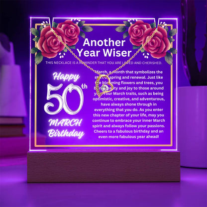 JGF Jewelry Gifts For Family March Necklace 50th Birthday Jewelry For Women Her Gift Ideas